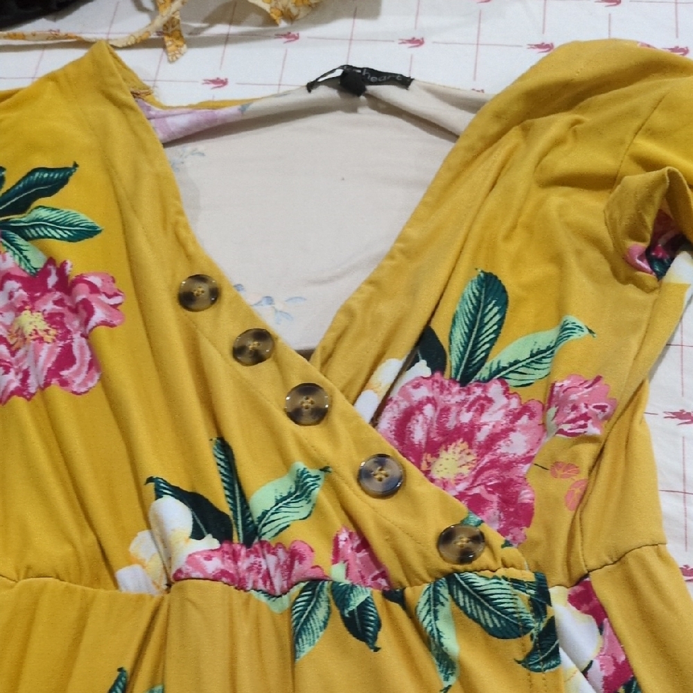 Derek Heart Yellow Floral Dress
